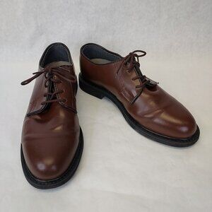 Bates Lites Brown Leather Oxford Shoes Men's 8 Non Marking Oil Resistant US Navy